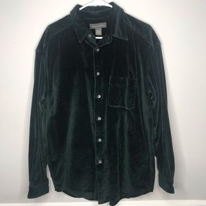 Banana Republic velvet green button up